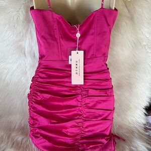 Oh Polly Fuchsia Gathered Dress 6